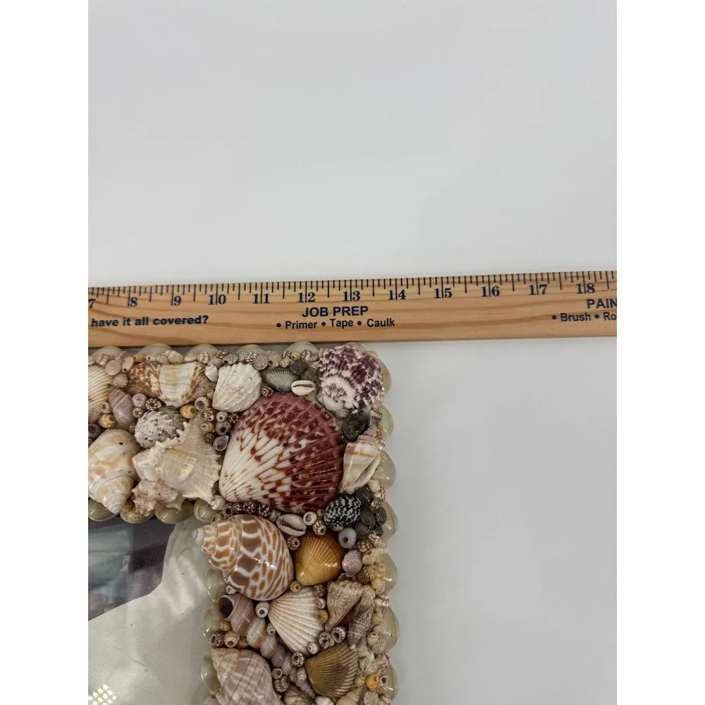 Seashell Picture Frame 16x13.5 OS Tan Nautical Coastal Mosaic Beach‎ Summer